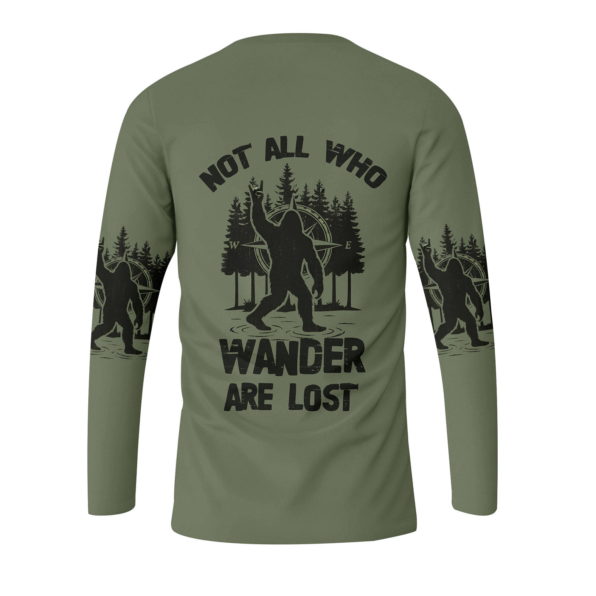 Not All Who Wander Are Lost Bigfoot Walking All Over Print Shirt