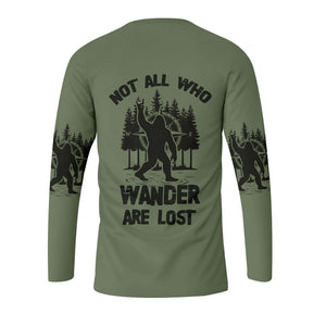 Not All Who Wander Are Lost Bigfoot Walking All Over Print Shirt