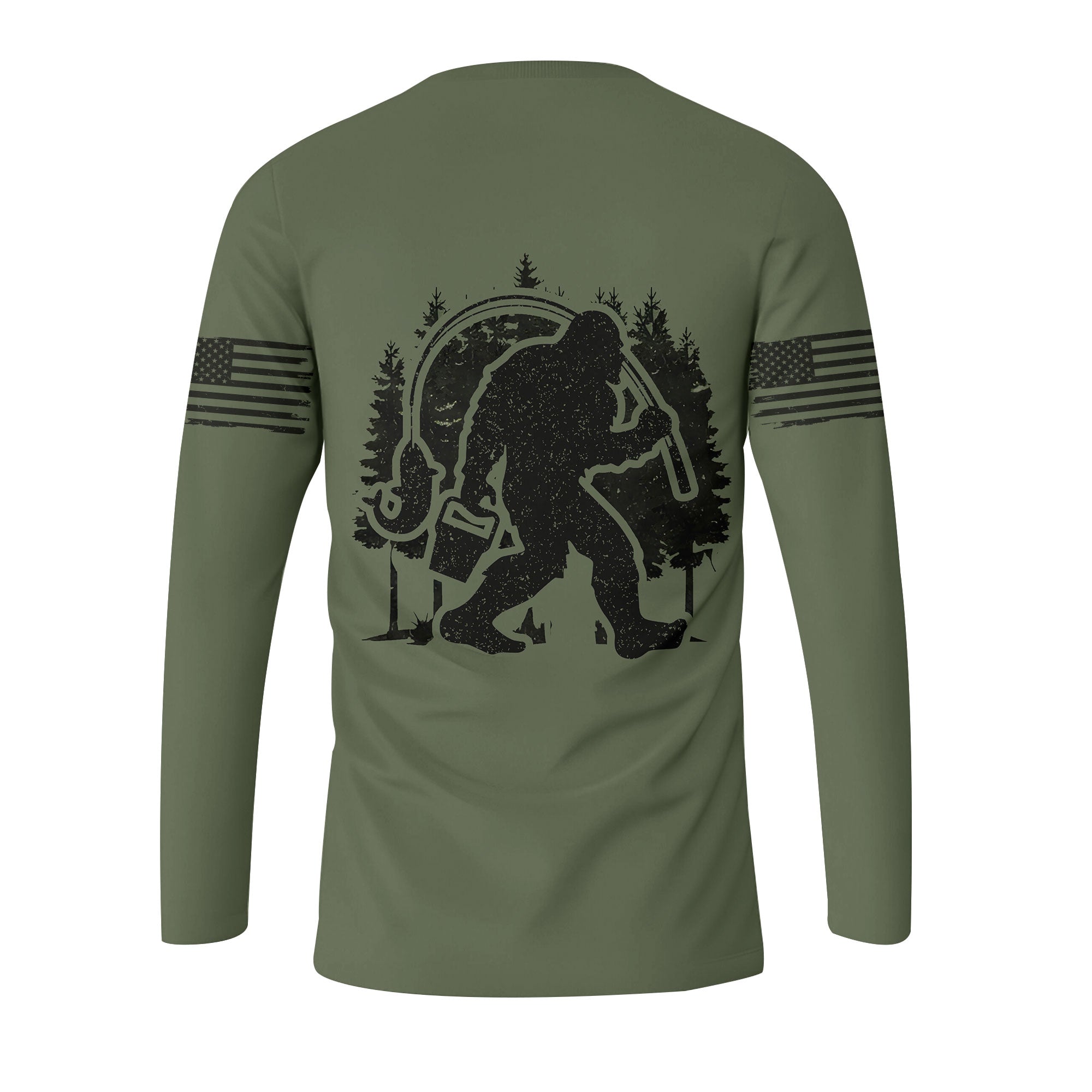 Forest Bigfoot Fishing All Over Print Shirt