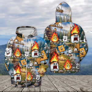 Vintage Camping Burnt Mashmallow All Over Print Shirt