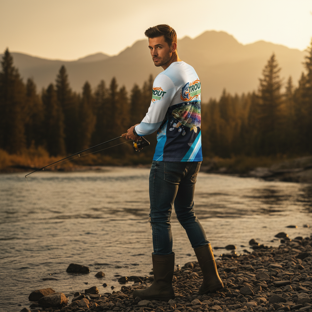 Trout Fish Blue Sport All Over Print Shirt