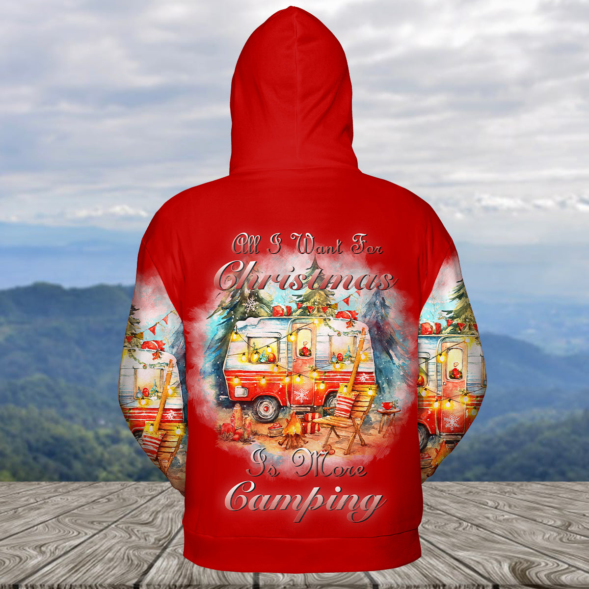 Red All I Want For Christmas Is Camping All Over Print Shirt