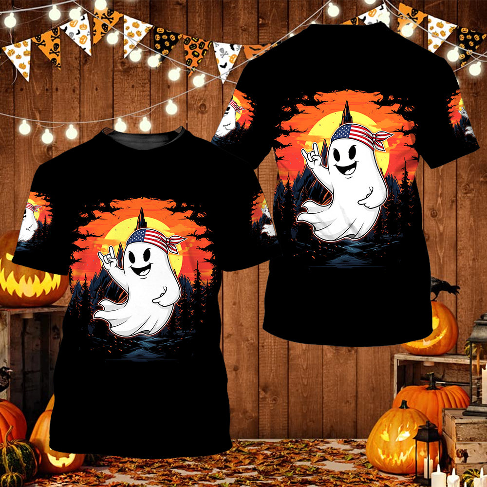 Spooky Boo In The Forest All Over Print Shirt