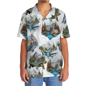 Camping Turtle, Shark, Whale Hawaiian Shirt