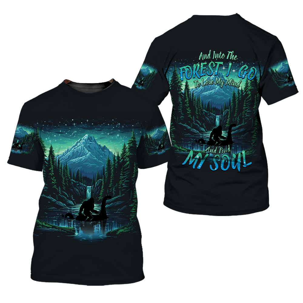 Bigfoot Riding Loch Ness Into The Forest I Go All Over Print Shirt