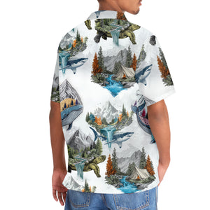 Camping Turtle, Shark, Whale Hawaiian Shirt