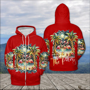Christmas Deck The Palms Flamingo All Over Print Shirt