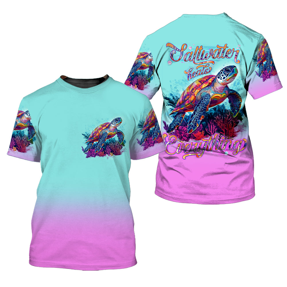 Saltwater Heals Everything Sea Turtle All Over Print Shirt