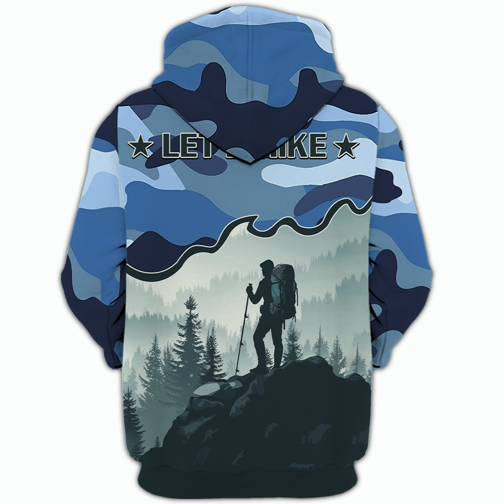 Hiking Mountain Blue Camo All Over Print Shirt