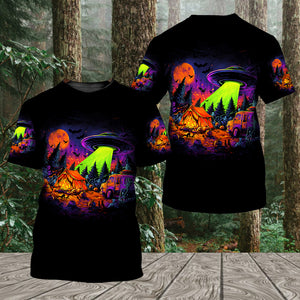 Alien Camp-O-Ween Invasion – UFO Halloween Camping All Over Print Shirt