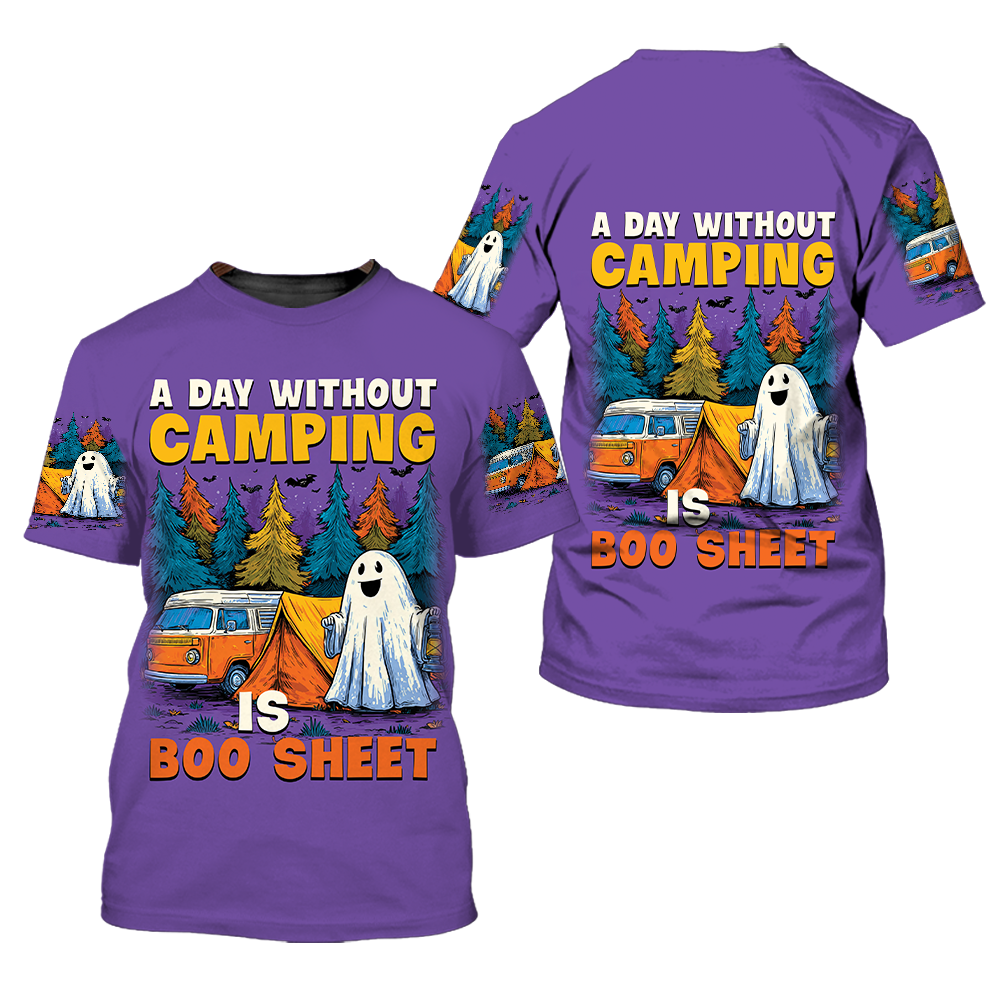 Halloween Camping Ghost – A Day Without Camping Is Boo Sheet All Over Print Shirt