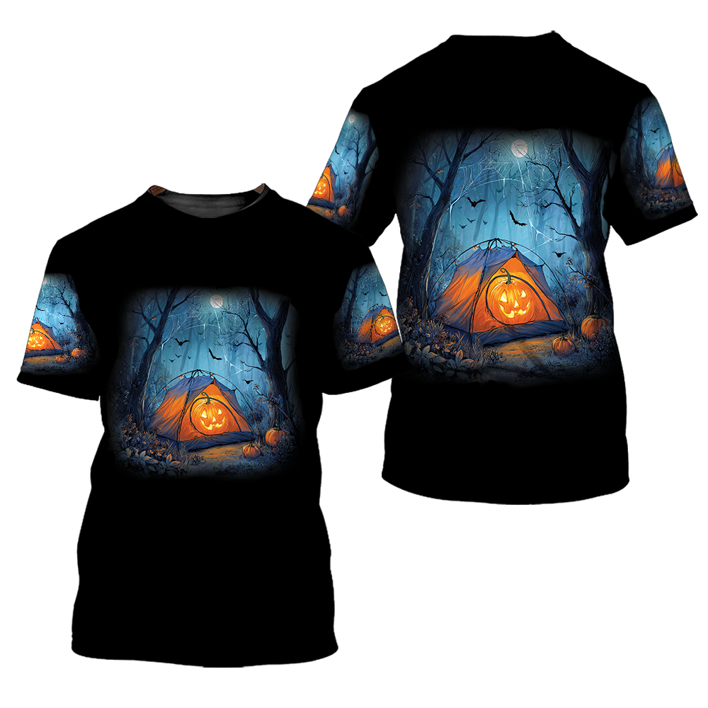 Halloween Pumpkin Camping All Over Print Shirt