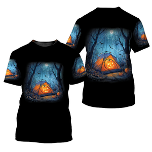 Halloween Pumpkin Camping All Over Print Shirt