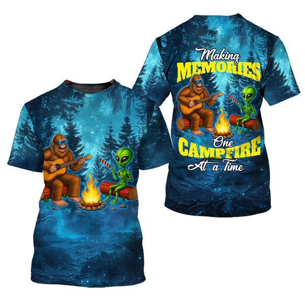 Bigfoot And Alien Making Memories One Campfire At A Time Christmas All Over Print Shirt
