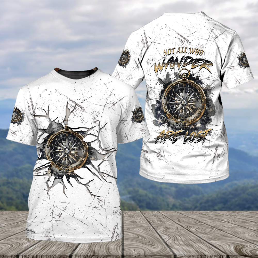 Not All Who Wander Are Lost Compass Cracks All Over Print Shirt