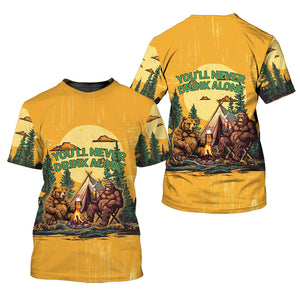 Bigfoot and Bear You'll Never Drink Alone All Over Print Shirt