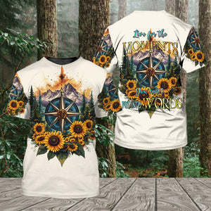 Live For The Moments Compass Sunflower All Over Print Shirt