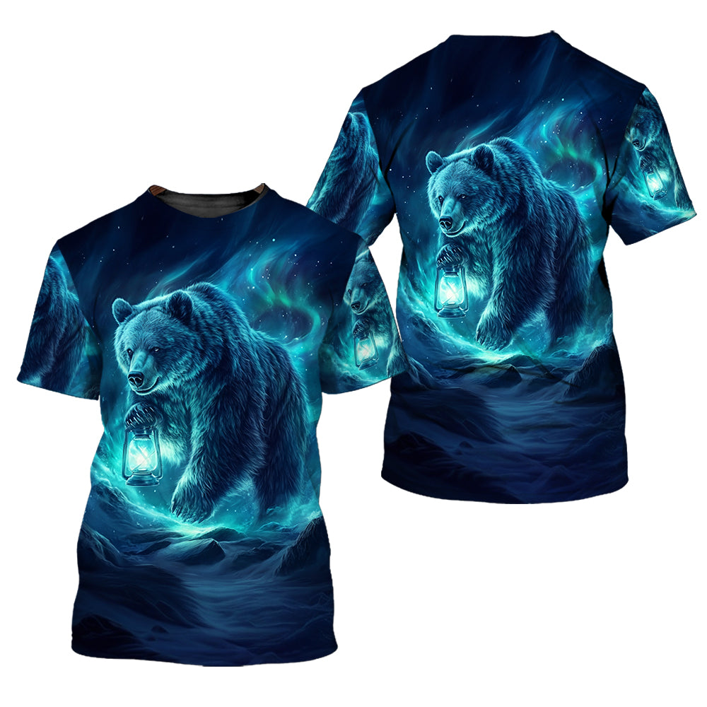 Wild Bear In The Night All Over Print Shirt