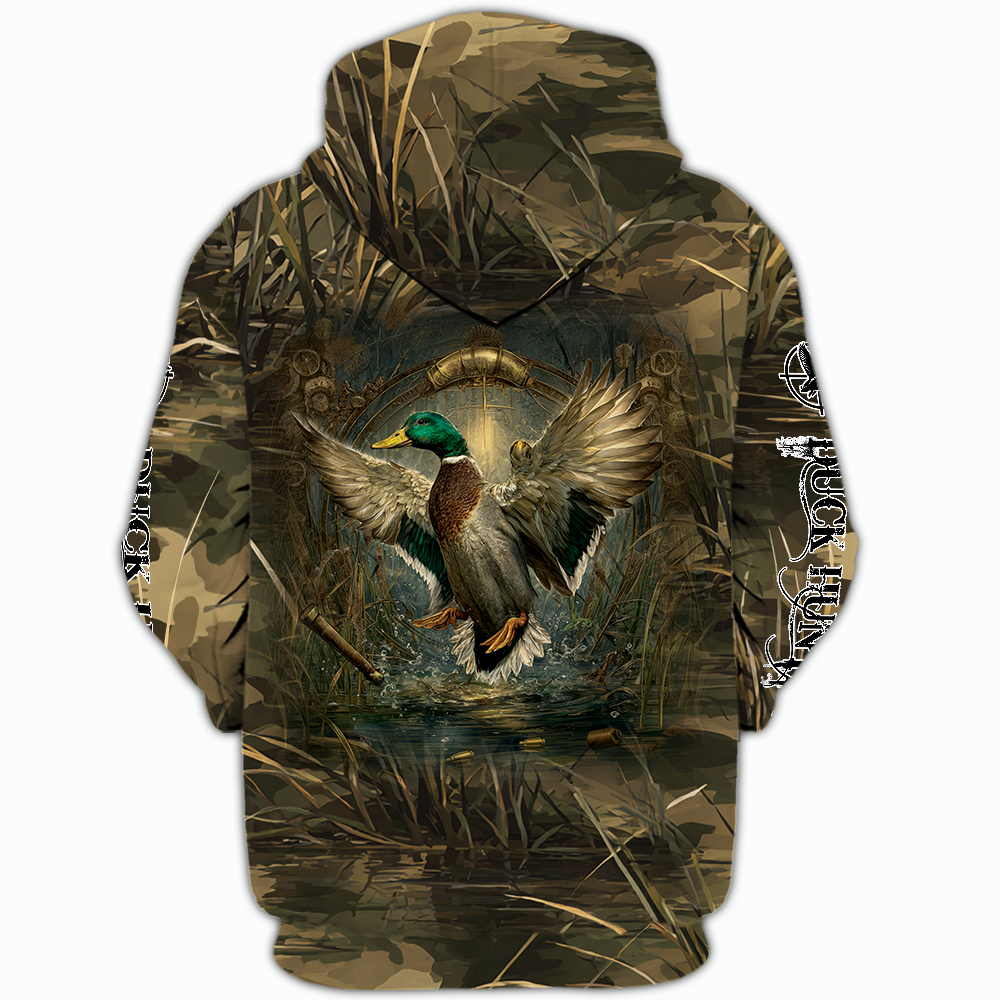 Mallard Duck Hunting Dark Camo All Over Print Shirt