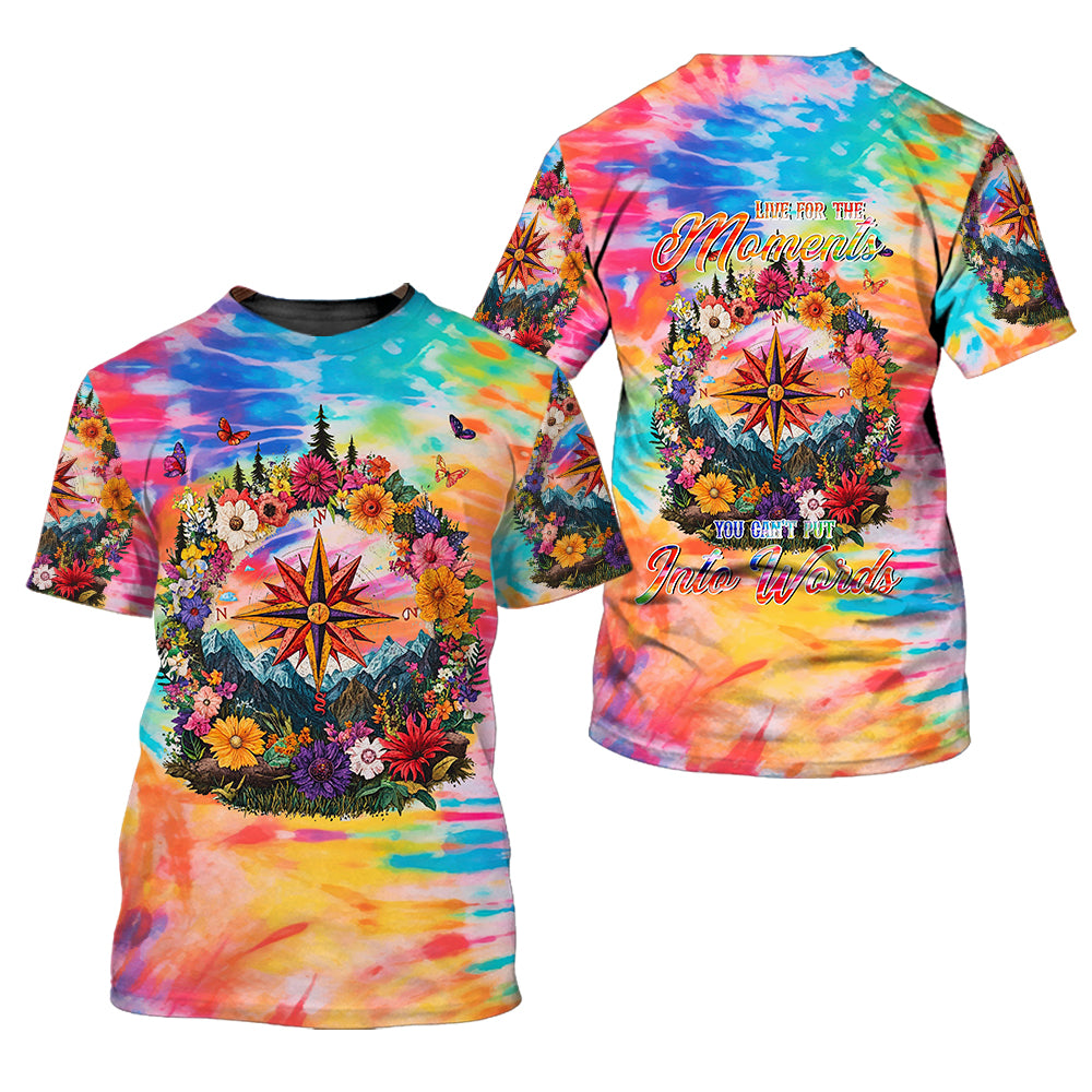 Live For The Moments Compass Flower All Over Print Shirt