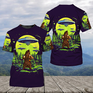 Funny Grizzly Bear Drinking All Over Print Shirt