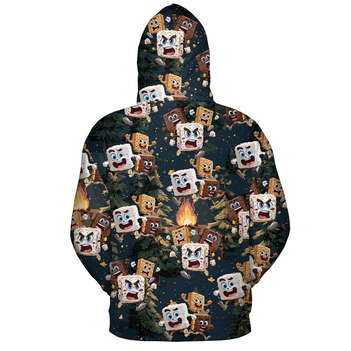 Chocolate and Cracker Chasing Marshmallow Camping All Over Print Shirt