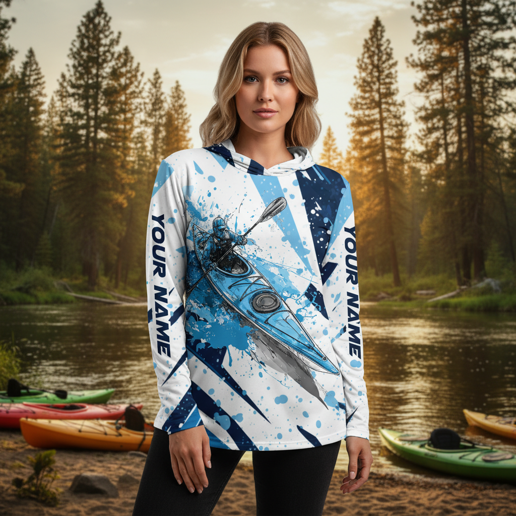 Custom Name Kayaking Blue All Over Print Shirt