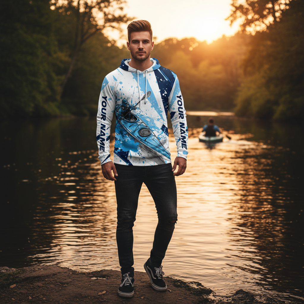 Custom Name Kayaking Blue All Over Print Shirt