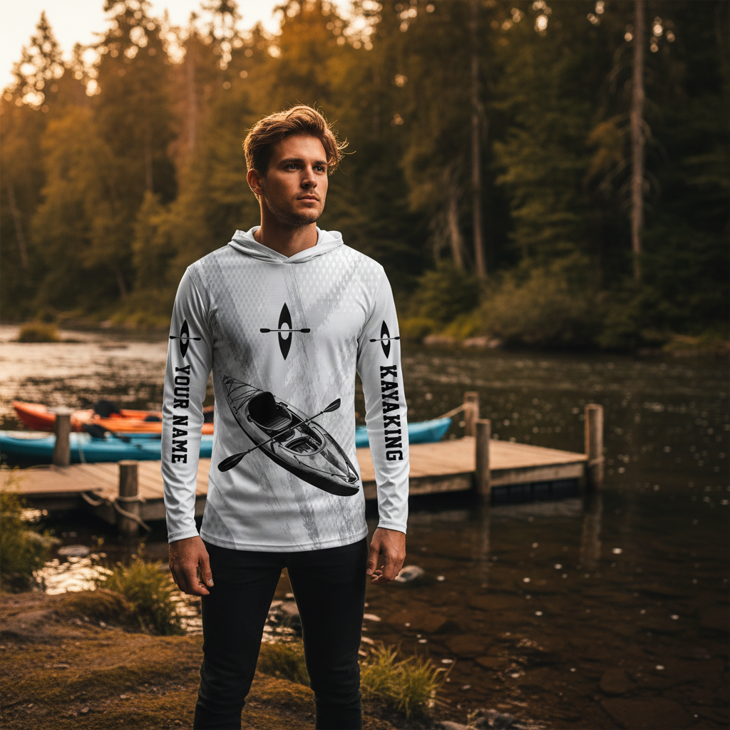 Custom Name Kayaking Black And White All Over Print Shirt