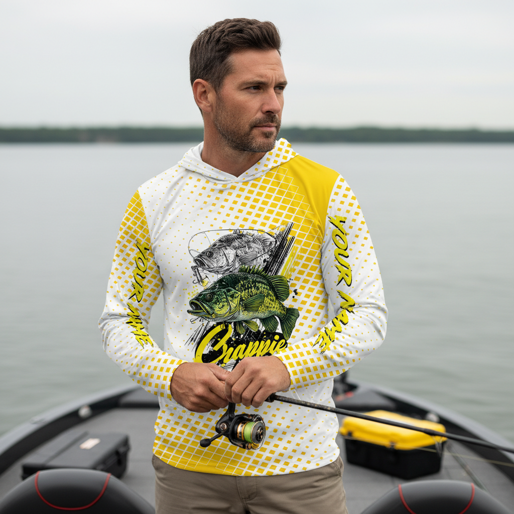 Custom Name Crappie Fish Yellow All Over Print Shirt