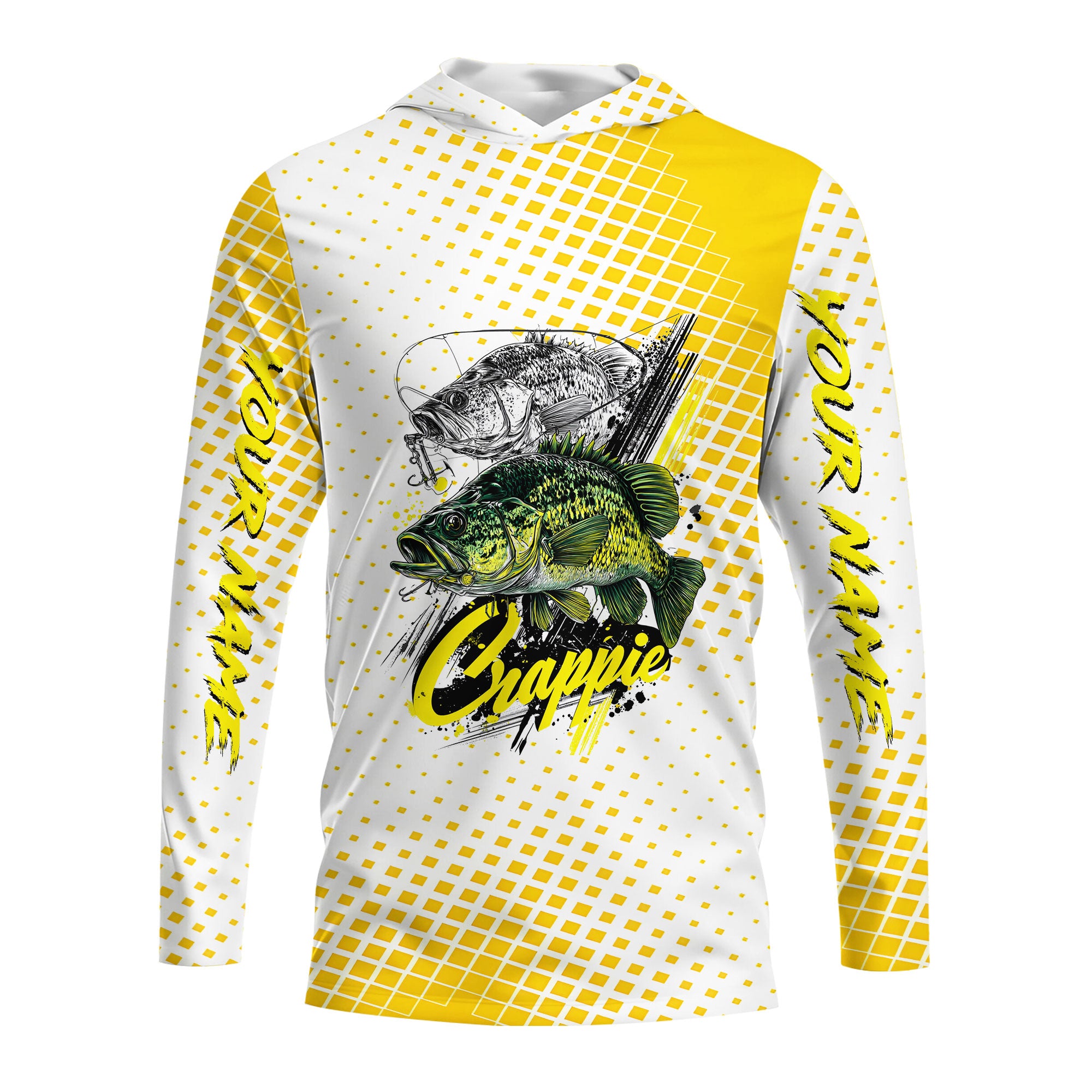 Custom Name Crappie Fish Yellow All Over Print Shirt