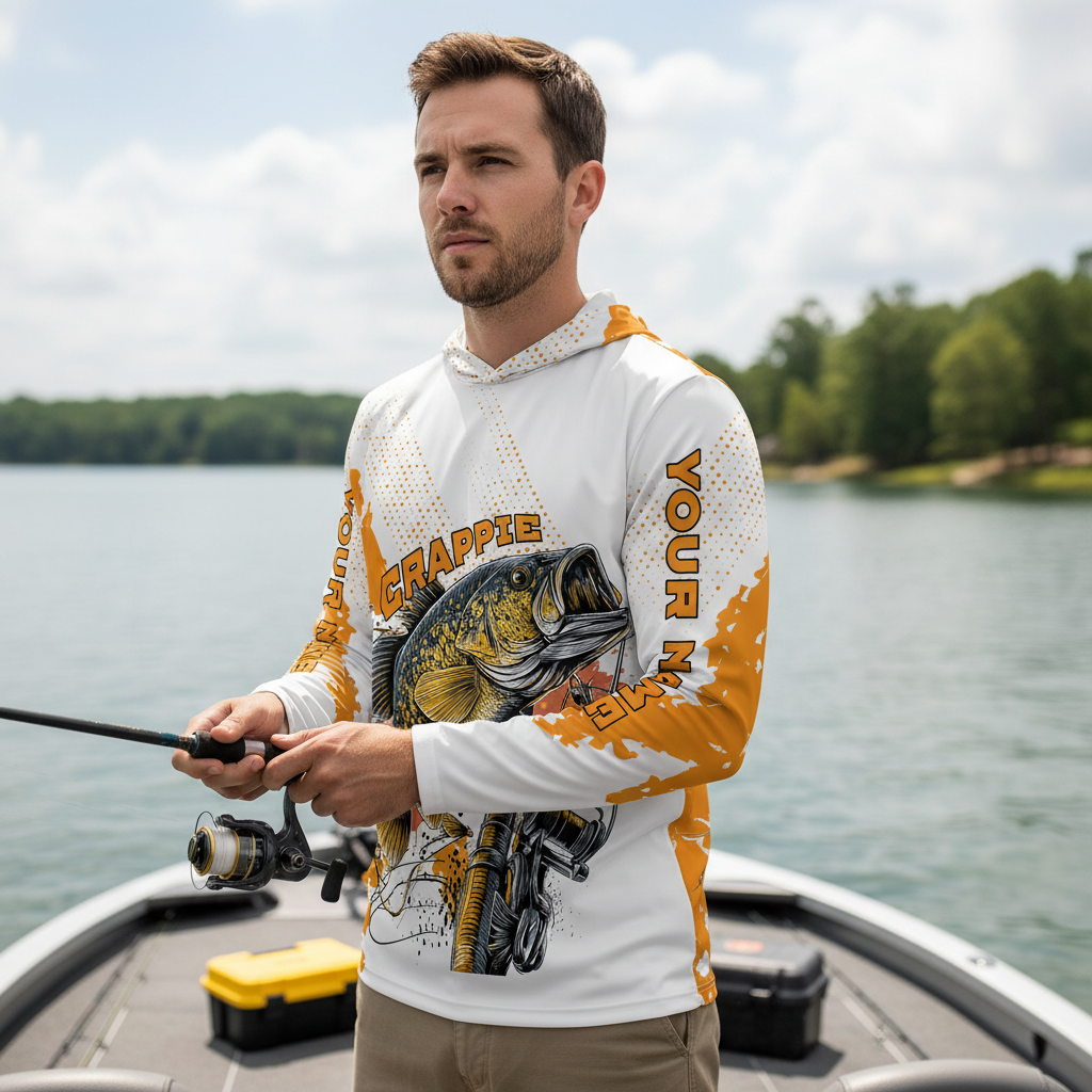 Custom Name Crappie Fish Orange All Over Print Shirt