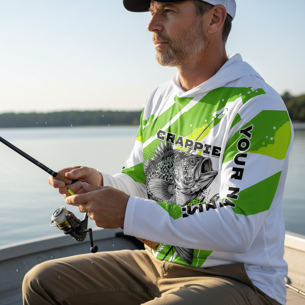 Custom Name Crappie Fish Green All Over Print Shirt