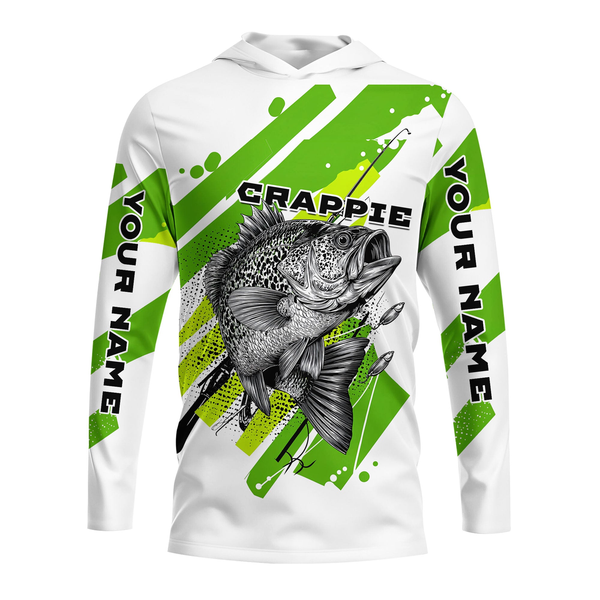 Custom Name Crappie Fish Green All Over Print Shirt