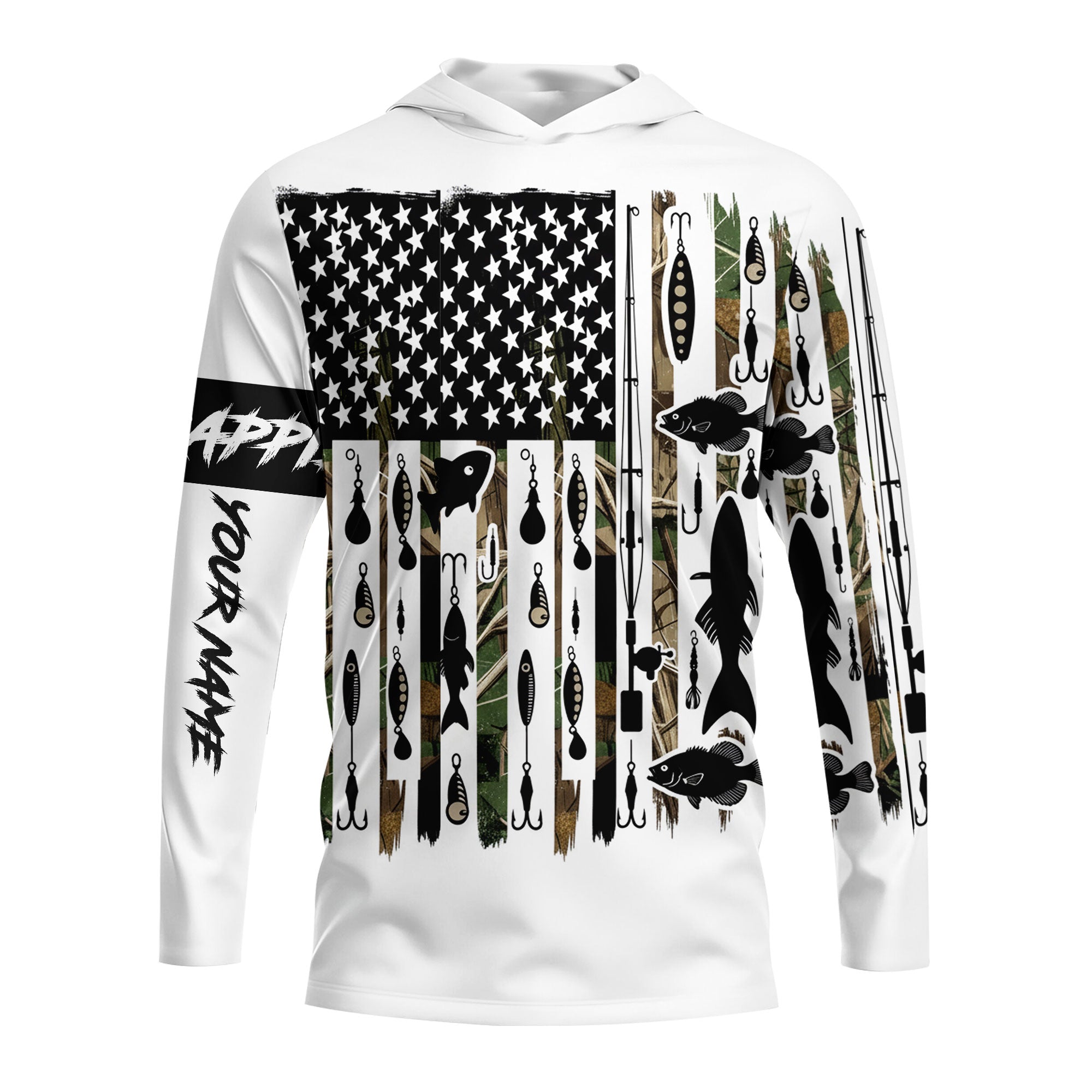 Custom Name Crappie Fish Black All Over Print Shirt
