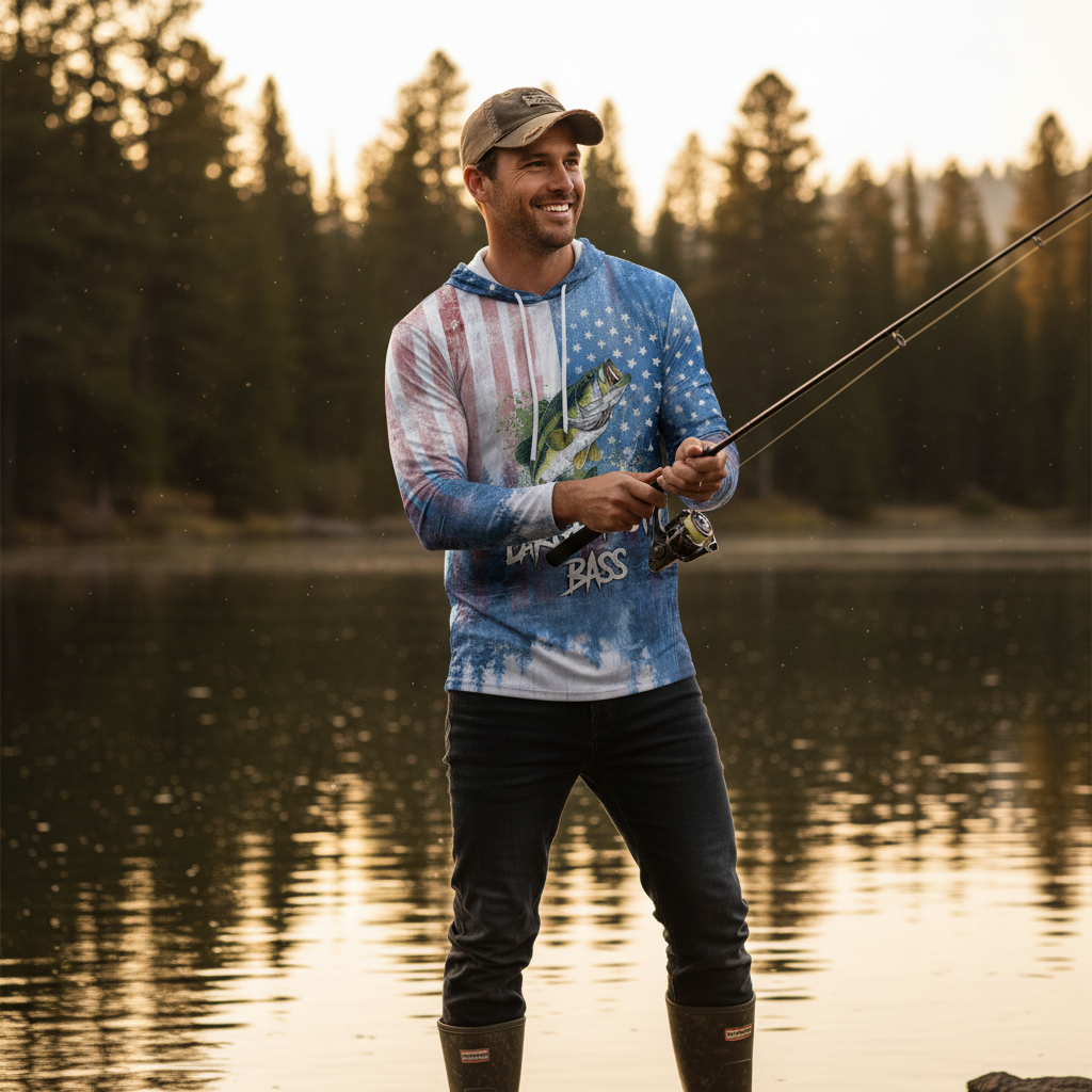 Largemouth Bass American Flag All Over Print Shirt