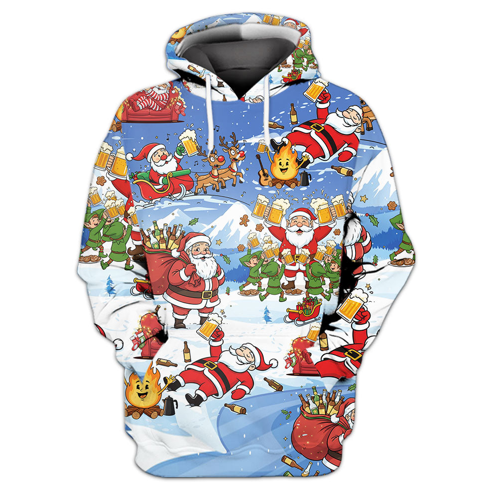 Santa Camping Funny All Over Print Shirt
