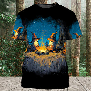 Spooky Pumpkin Campfire Night All Over Print Shirt