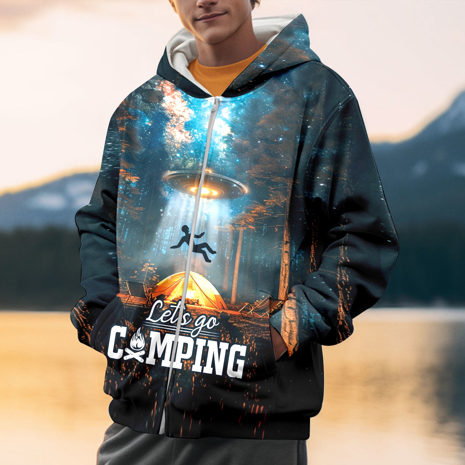 Let's Go Camping UFO All Over Print Shirt