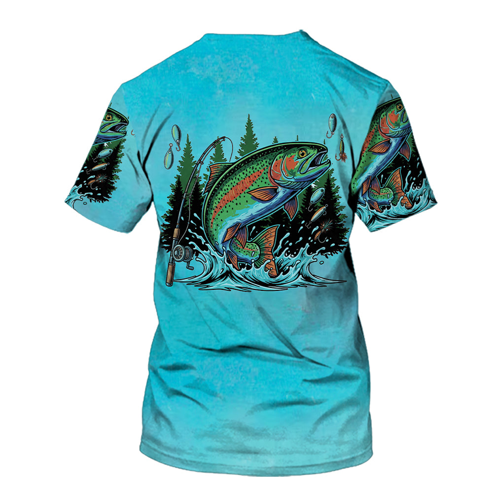Fish Around And Find Trout Retro Graphic All Over Print Shirt