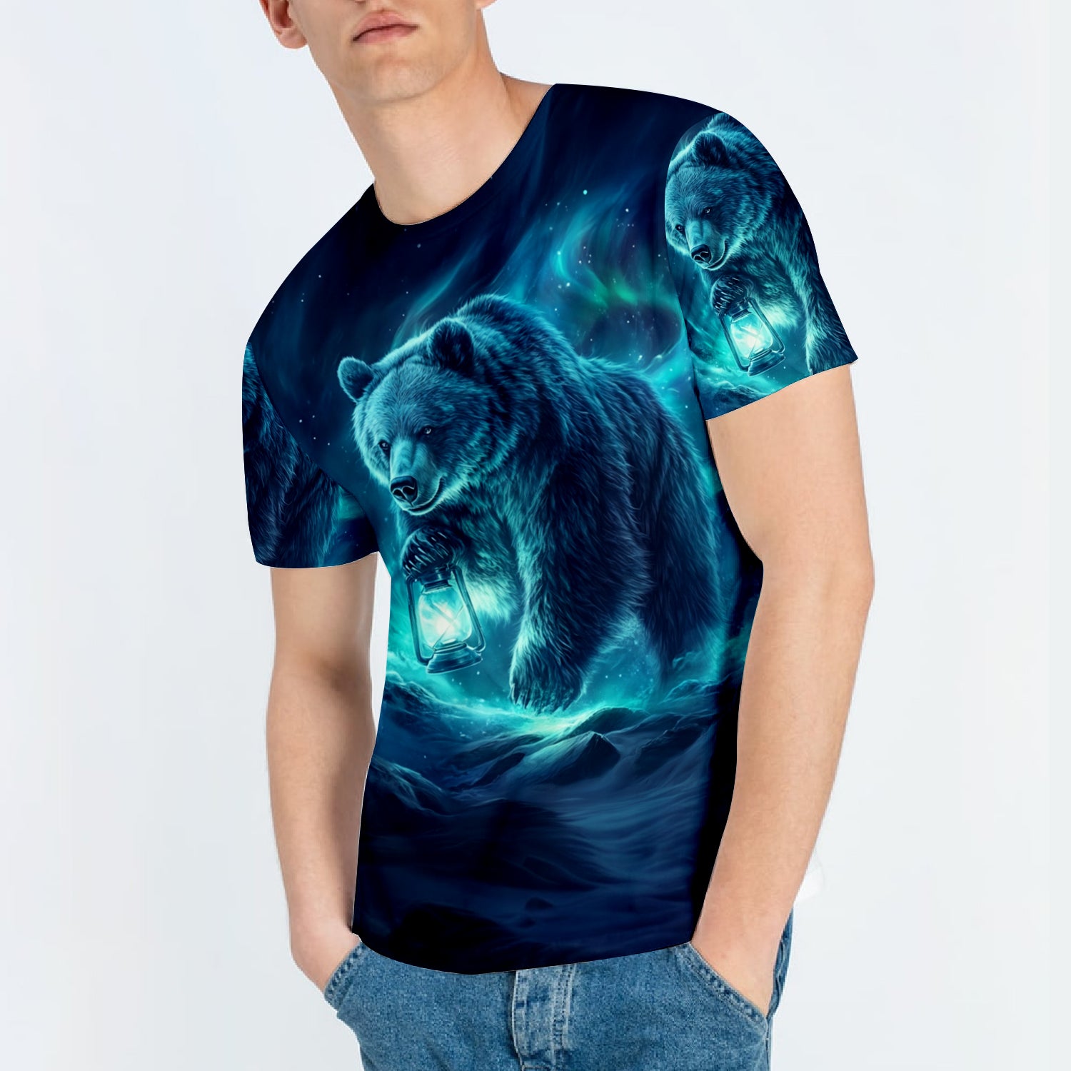 Wild Bear In The Night All Over Print Shirt