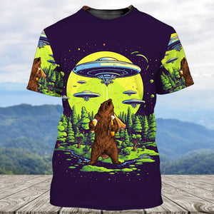 Funny Grizzly Bear Drinking All Over Print Shirt