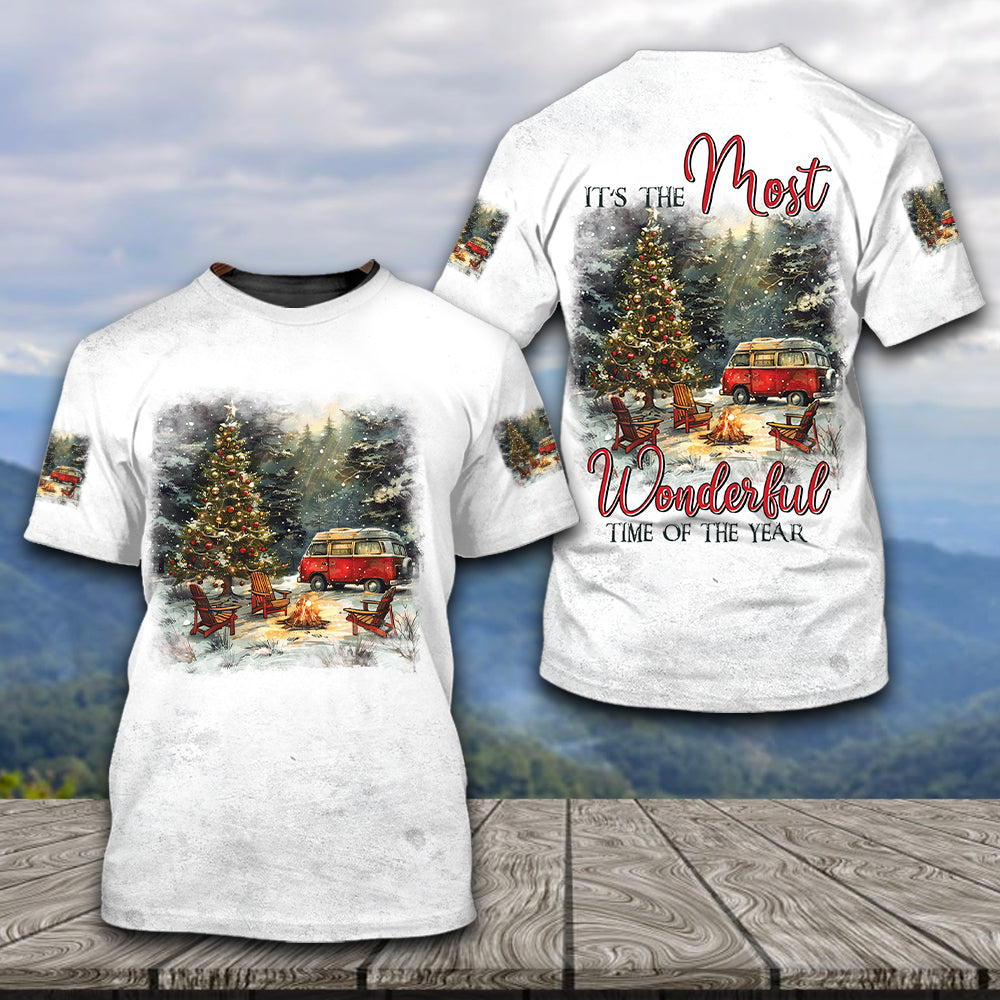 It's The Most Wonderful Time Of Christmas Camping All Over Print Shirt