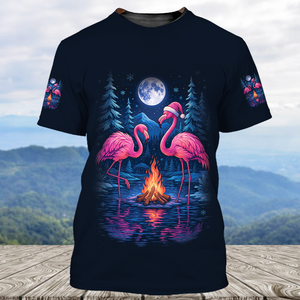 Crazy Friends Camping Memories Flamingo Christmas All Over Print Shirt