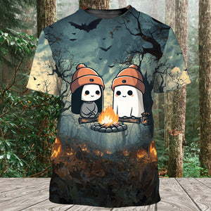 Cute Ghost Camping Crew All Over Print Shirt