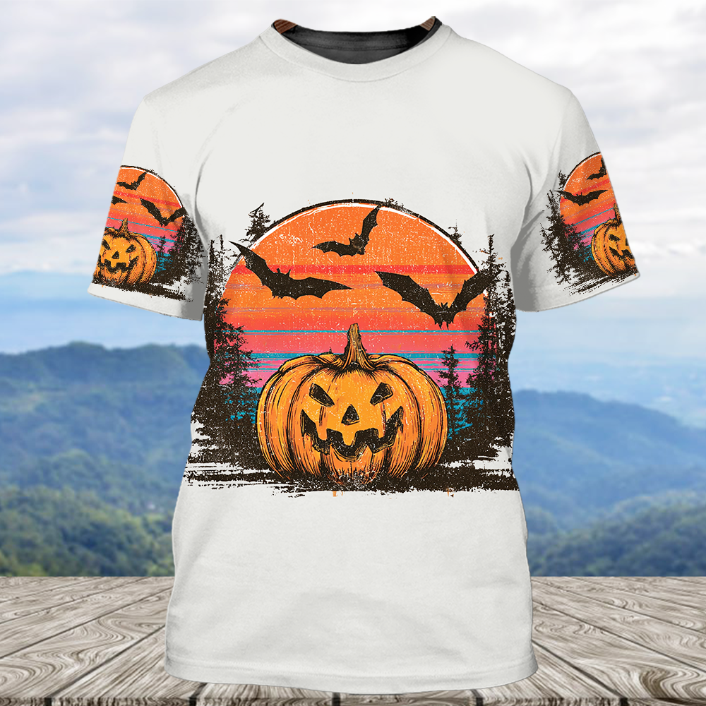 Retro Spooky Vintage Camping Vibes Halloween All Over Print Shirt