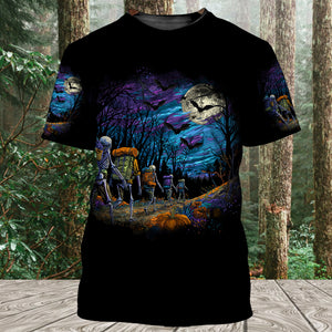 Skeleton Trekking Adventure Night Halloween All Over Print Shirt