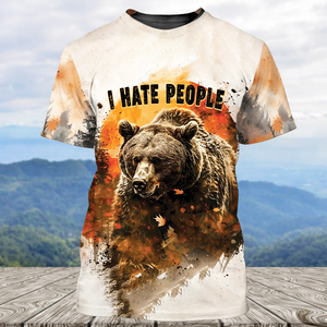 Bear Forest I Hate People All Over Print Shirt