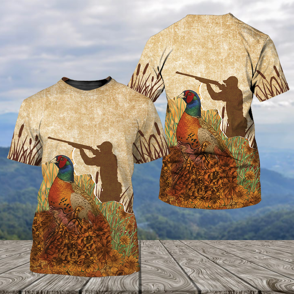 Vintage Wild Pheasant Hunting Flower Camo All Over Print Shirt