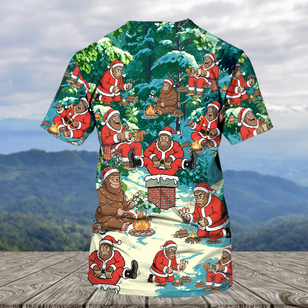 Bigfoot Camping Xmas All Over Print Shirt
